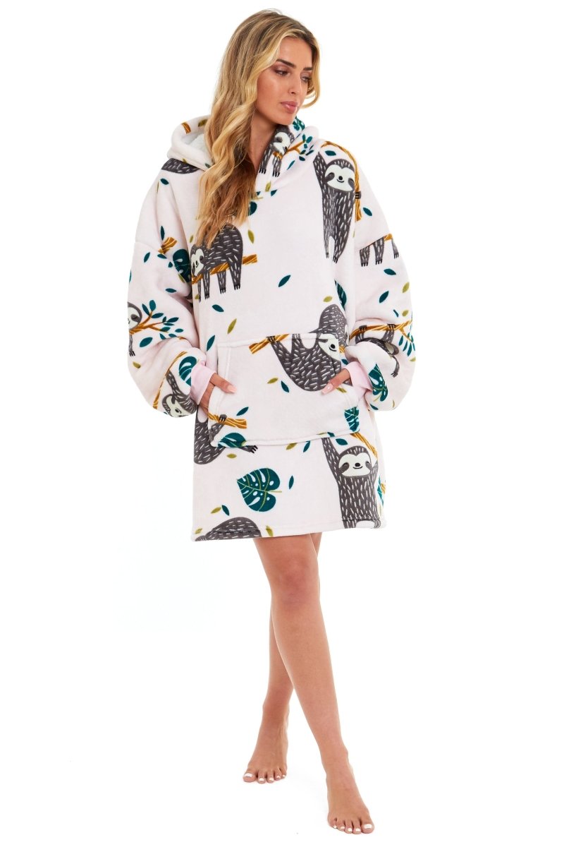 OLIVIA ROCCO Oversized Sloth Hoodie Blanket With Reversible Sherpa Fleece Giant 6XL - Joe’s Haven