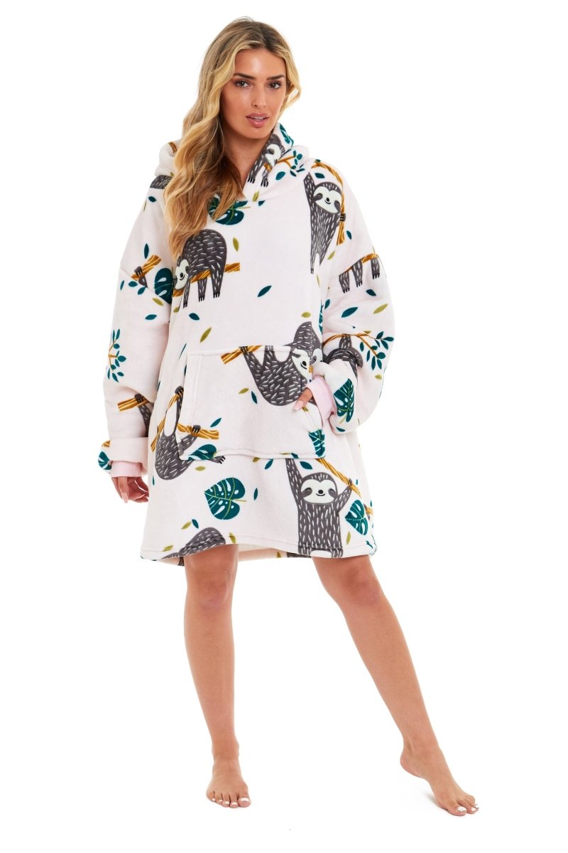 OLIVIA ROCCO Oversized Sloth Hoodie Blanket With Reversible Sherpa Fleece Giant 6XL - Joe’s Haven