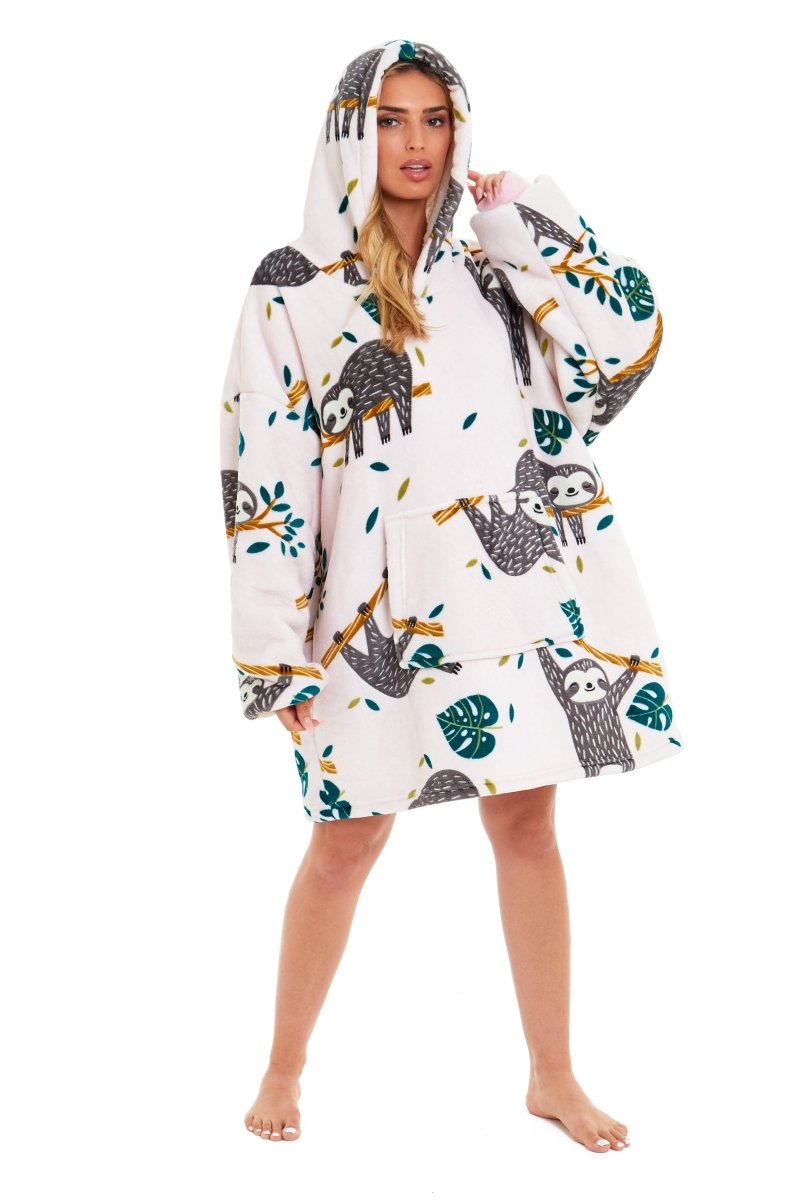 OLIVIA ROCCO Oversized Sloth Hoodie Blanket With Reversible Sherpa Fleece Giant 6XL - Joe’s Haven