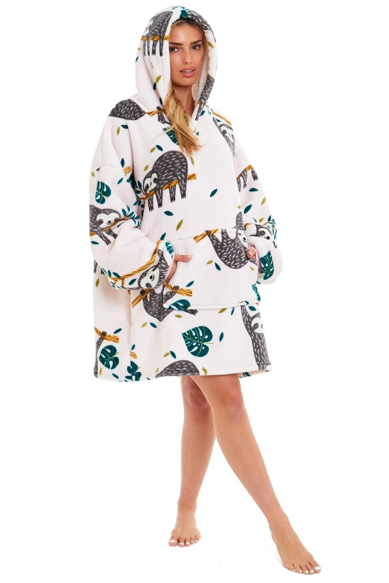 OLIVIA ROCCO Oversized Sloth Hoodie Blanket With Reversible Sherpa Fleece Giant 6XL - Joe’s Haven