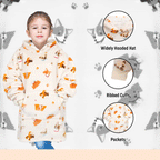 OLIVIA ROCCO Kids Oversized Hooded Blanket Hoodie Sherpa Fur Fleece Dogs Pattern