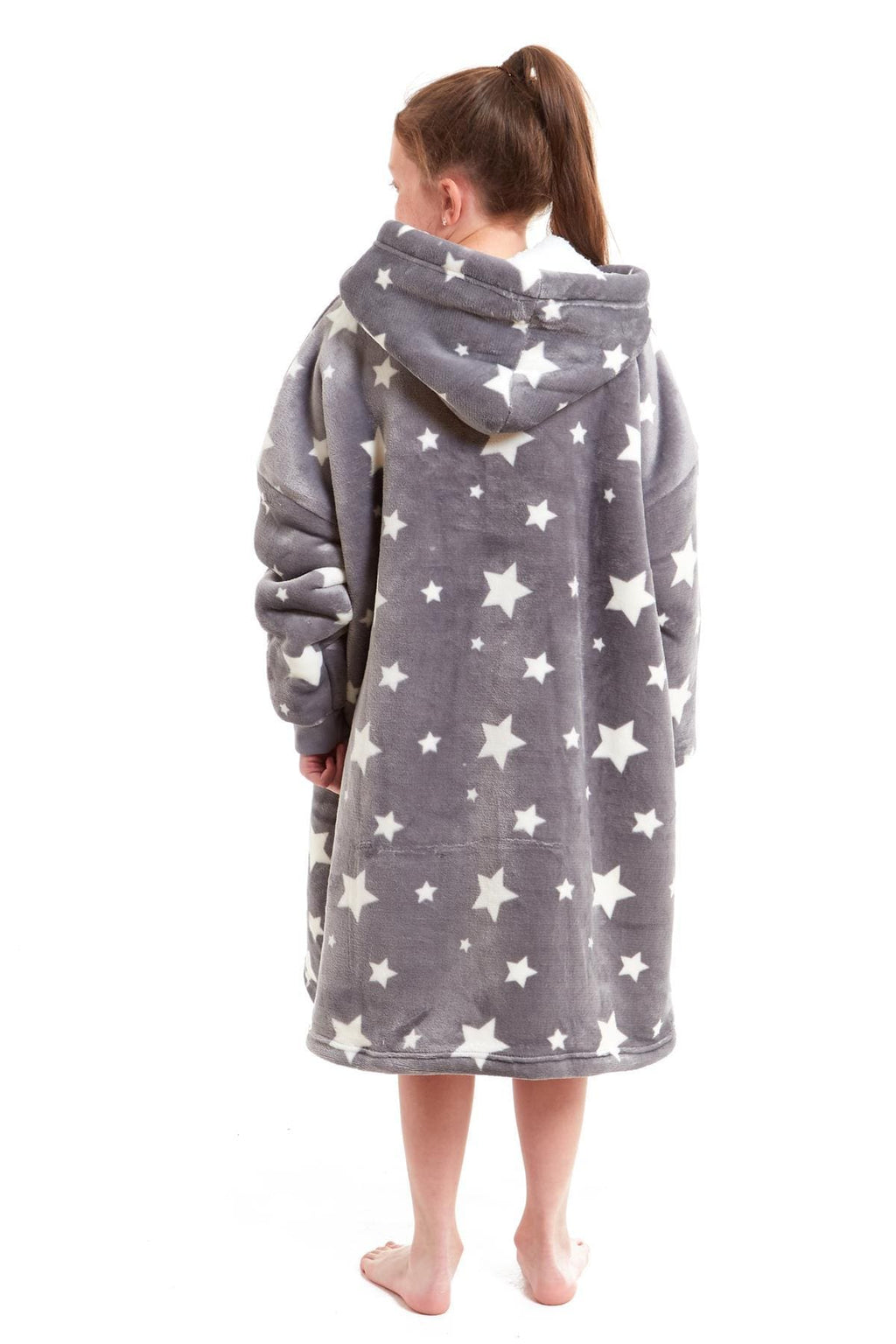 OLIVIA ROCCO Kids Oversized Hooded Fleece Blanket With Sherpa Fur Elastic Cuffs Easy-Care Sofa and Bedroom Throw