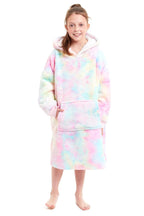 OLIVIA ROCCO Kids Oversized Hooded Fleece Blanket With Sherpa Fur Elastic Cuffs Easy-Care Sofa and Bedroom Throw