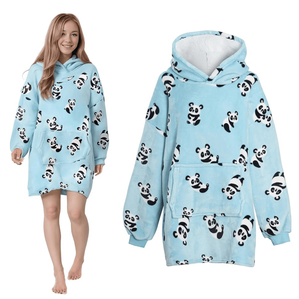 OLIVIA ROCCO Giant Oversized Panda Hooded Blanket Plush Fleece With Reversible Sherpa - Joe’s Haven