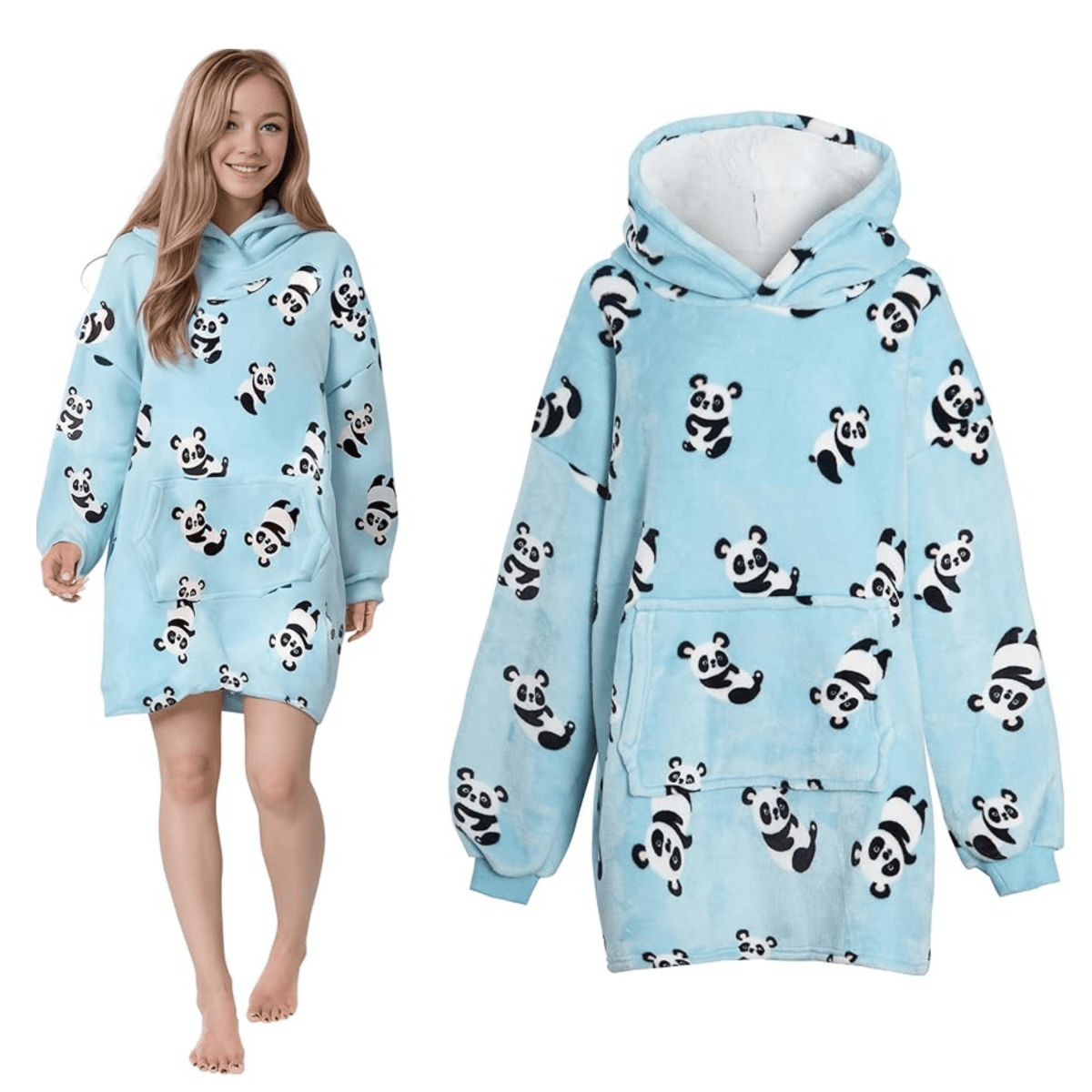 OLIVIA ROCCO Giant Oversized Panda Hooded Blanket Plush Fleece With Reversible Sherpa - Joe’s Haven