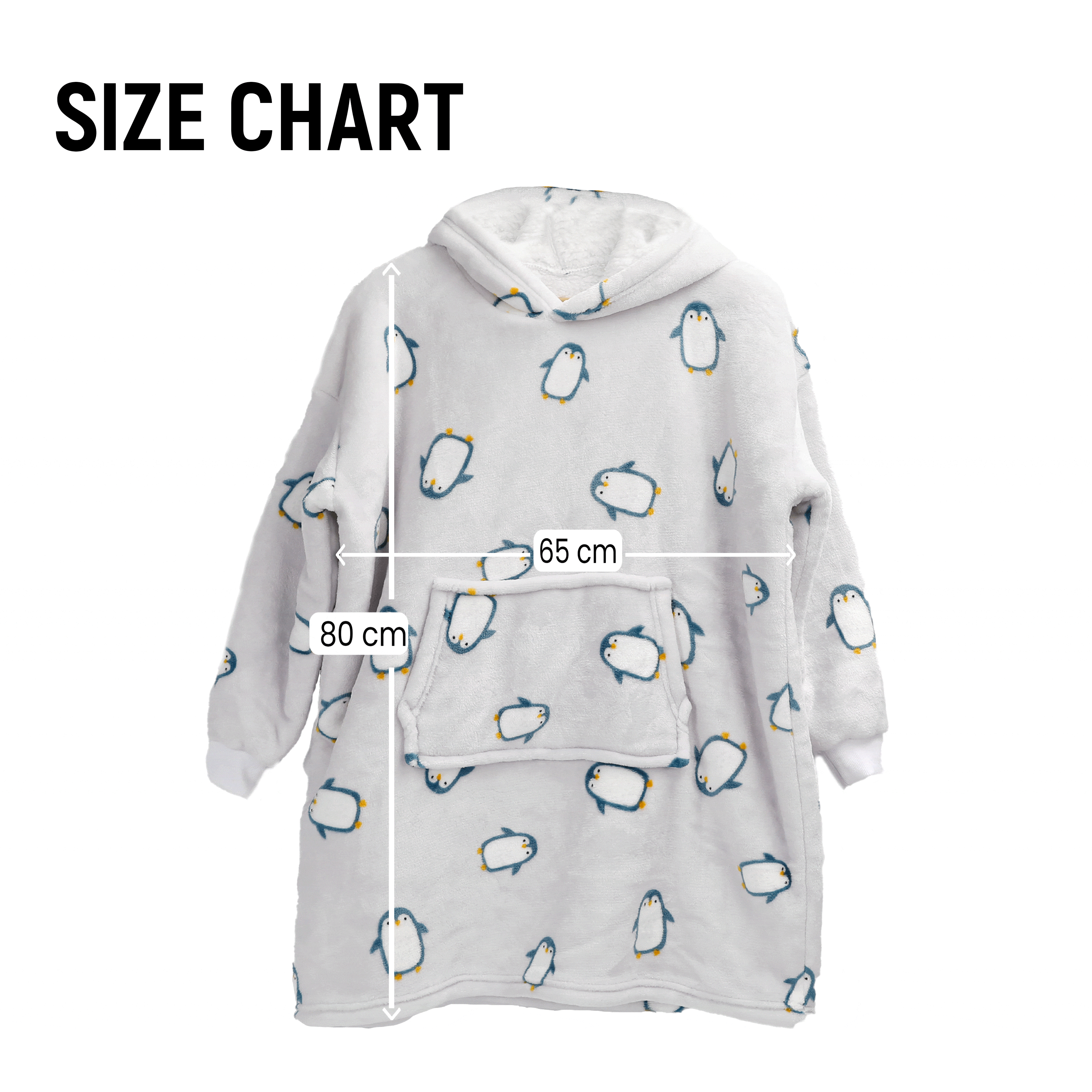 OLIVIA ROCCO Kids Oversized Hooded Penguin Blanket Hoodie Ultra Soft Sherpa Flannel