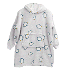 OLIVIA ROCCO Kids Oversized Hooded Penguin Blanket Hoodie Ultra Soft Sherpa Flannel