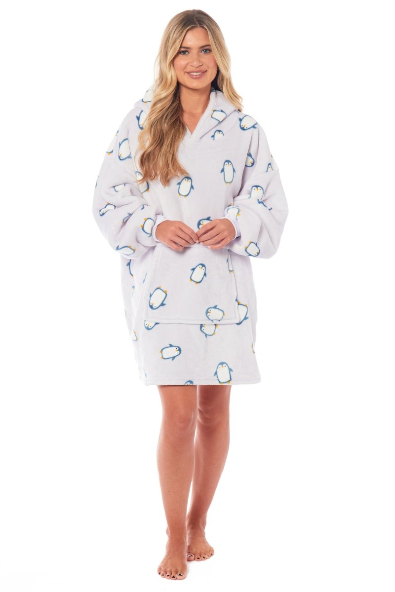 OLIVIA ROCCO Oversized Penguin Hooded Blanket Plush Fleece Reversible Sherpa Giant Hoodie - Joe’s Haven