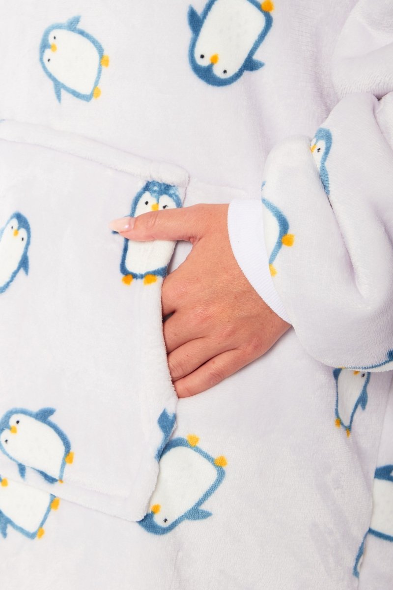 OLIVIA ROCCO Oversized Penguin Hooded Blanket Plush Fleece Reversible Sherpa Giant Hoodie - Joe’s Haven