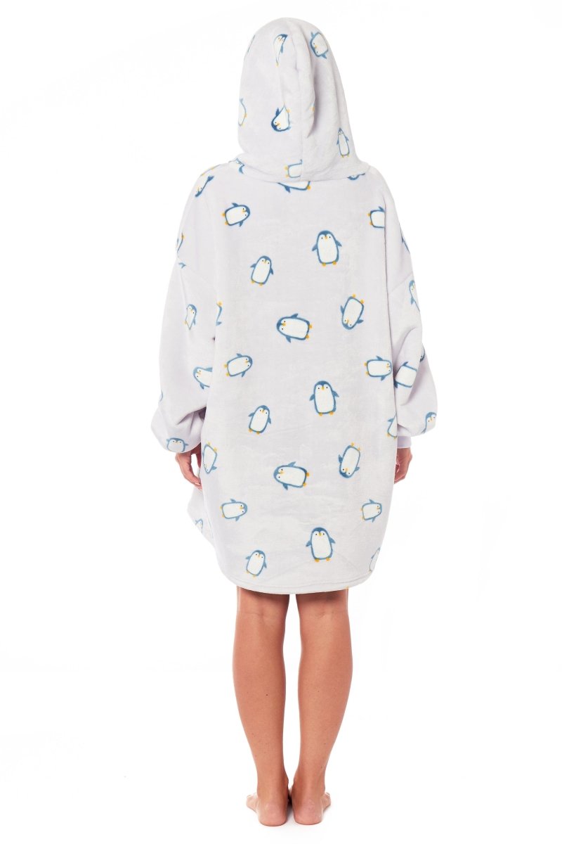 OLIVIA ROCCO Oversized Penguin Hooded Blanket Plush Fleece Reversible Sherpa Giant Hoodie - Joe’s Haven