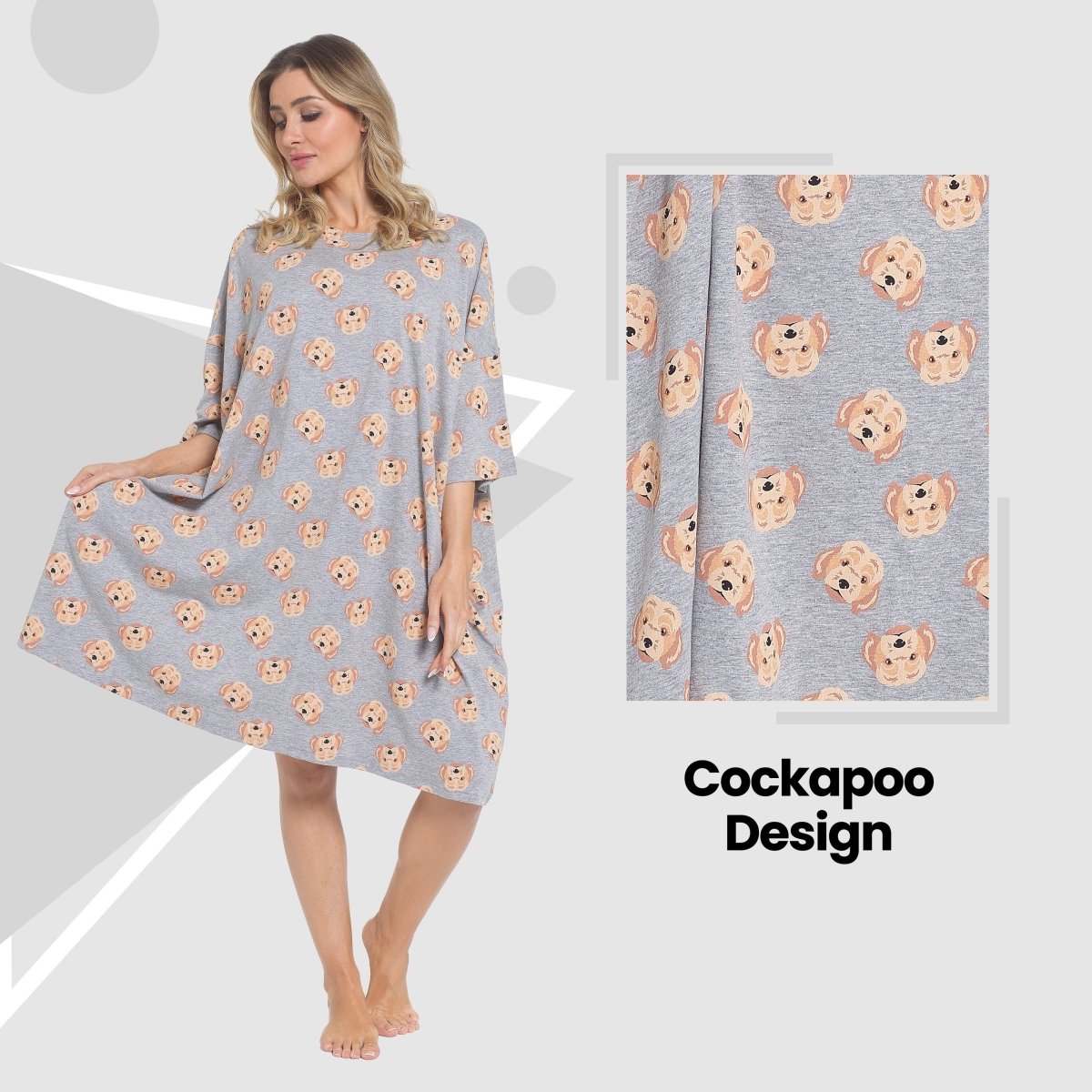 OLIVIA ROCCO Women's Cockapoo Baggy Nighty Dress 100% Cotton Oversized Nightshirt - Joe’s Haven