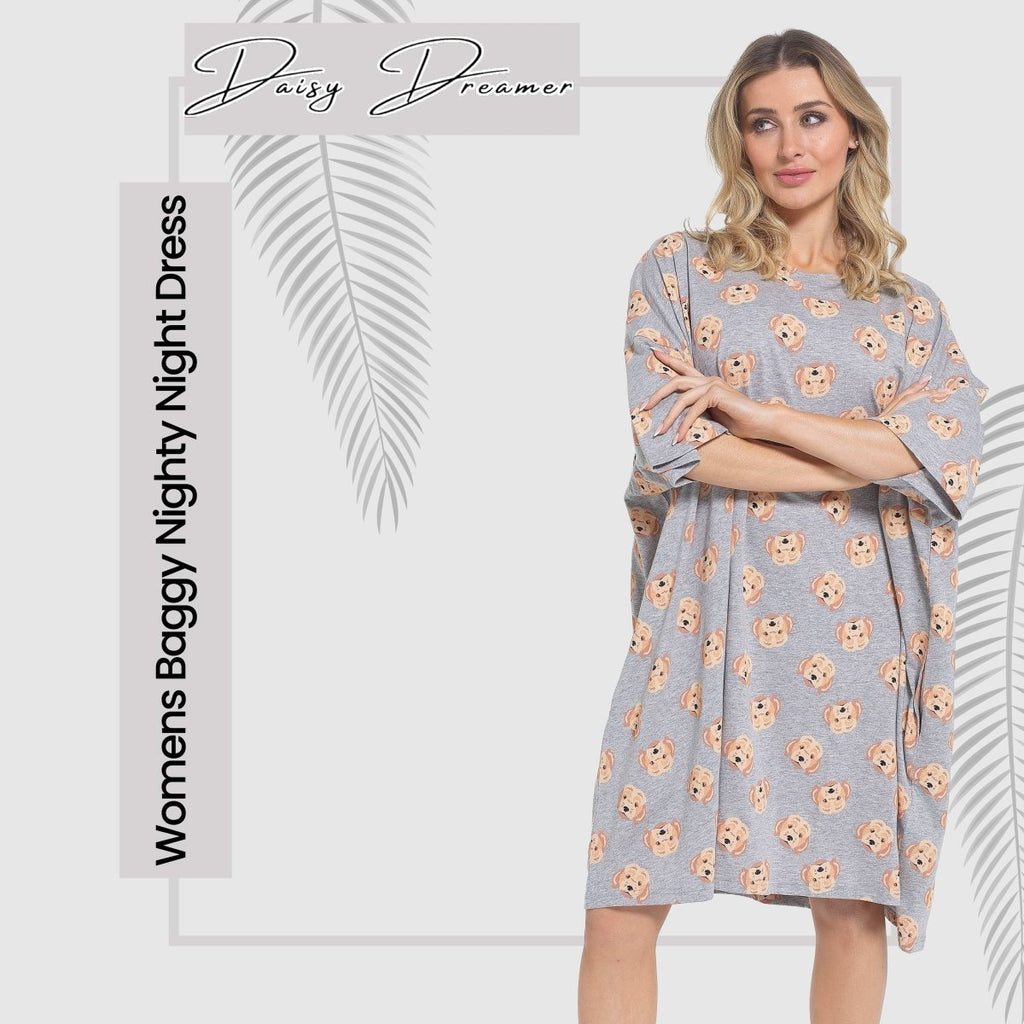 OLIVIA ROCCO Women's Cockapoo Baggy Nighty Dress 100% Cotton Oversized Nightshirt - Joe’s Haven