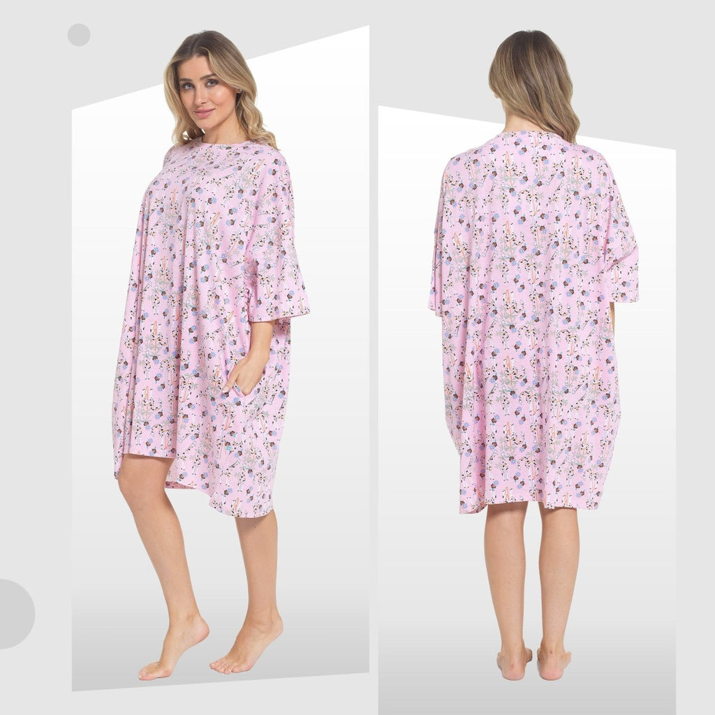 OLIVIA ROCCO Giraffe Print Nightshirt Women Baggy 100% Cotton Short Sleeve Oversized - Joe’s Haven