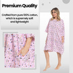 OLIVIA ROCCO Giraffe Print Nightshirt Women Baggy 100% Cotton Short Sleeve Oversized - Joe’s Haven