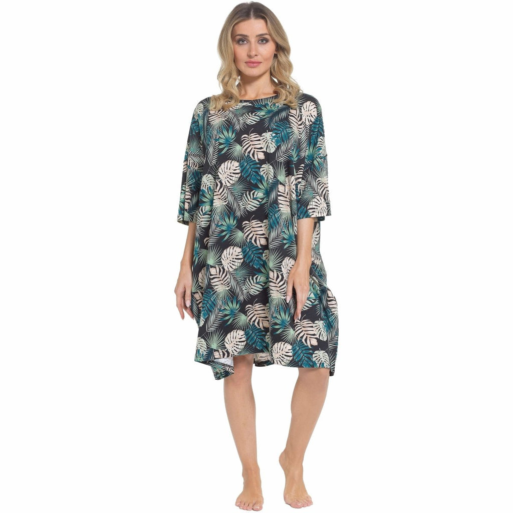 OLIVIA ROCCO Women's Tropical Baggy Nightdress 100% Cotton Oversized Short Sleeve - Joe’s Haven