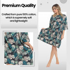 OLIVIA ROCCO Women's Tropical Baggy Nightdress 100% Cotton Oversized Short Sleeve - Joe’s Haven