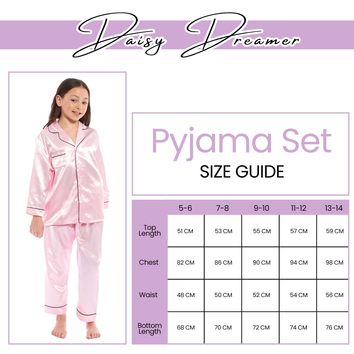 OLIVIA ROCCO Girls Satin Silk Long Sleeve Pyjama Set Black Pink Grey 5 - 14 Button Down - Joe’s Haven