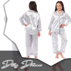 OLIVIA ROCCO Girls Satin Silk Long Sleeve Pyjama Set Black Pink Grey 5 - 14 Button Down - Joe’s Haven