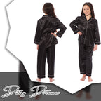 OLIVIA ROCCO Girls Satin Silk Long Sleeve Pyjama Set Black Pink Grey 5 - 14 Button Down - Joe’s Haven