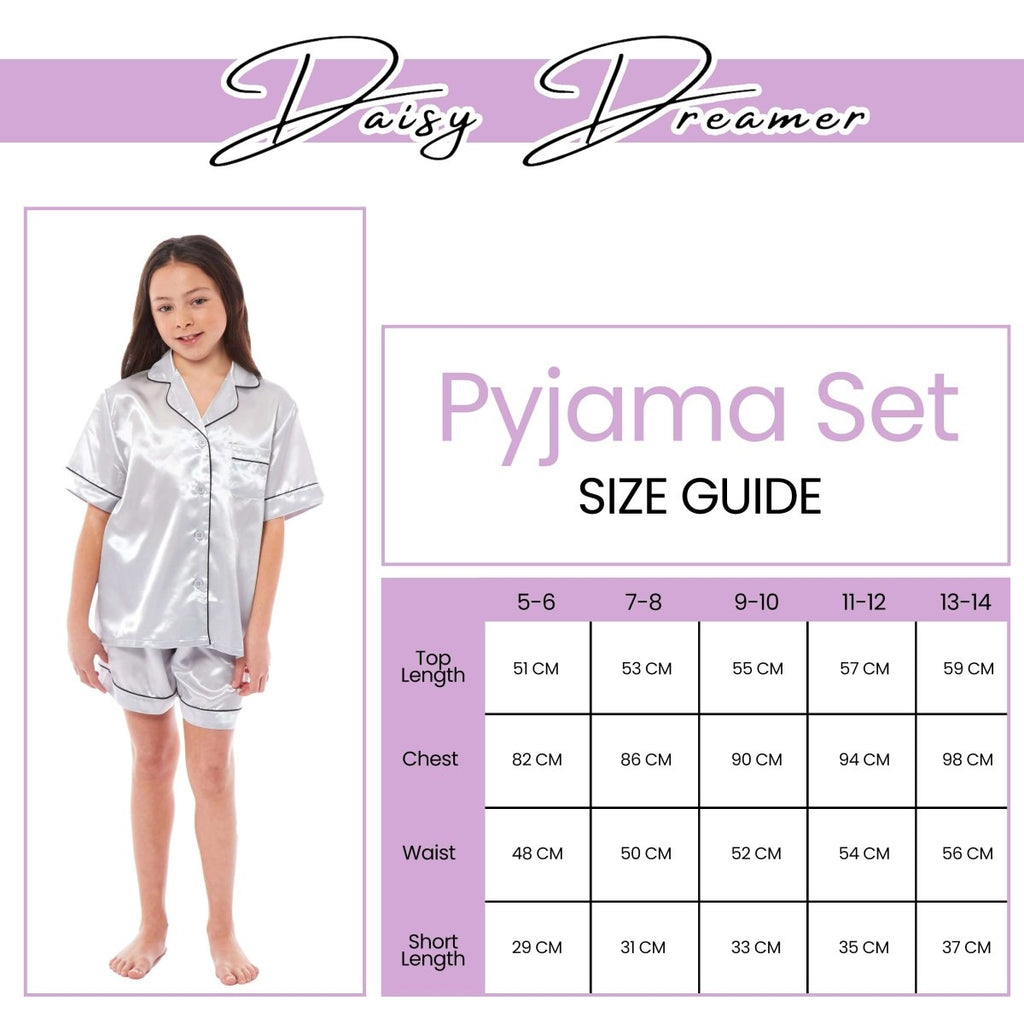 OLIVIA ROCCO Girls Satin Silk Short Pyjama Set Button Down Shirt And Loose Fitting Pants - Joe’s Haven