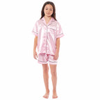OLIVIA ROCCO Girls Satin Silk Short Pyjama Set Button Down Shirt And Loose Fitting Pants - Joe’s Haven
