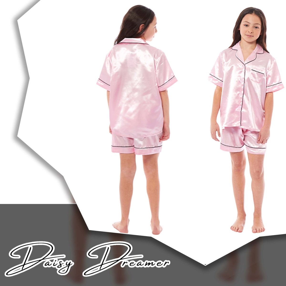 OLIVIA ROCCO Girls Satin Silk Short Pyjama Set Button Down Shirt And Loose Fitting Pants - Joe’s Haven