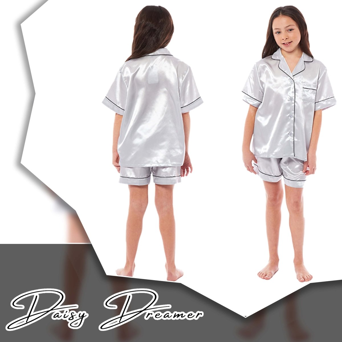 OLIVIA ROCCO Girls Satin Silk Short Pyjama Set Button Down Shirt And Loose Fitting Pants - Joe’s Haven