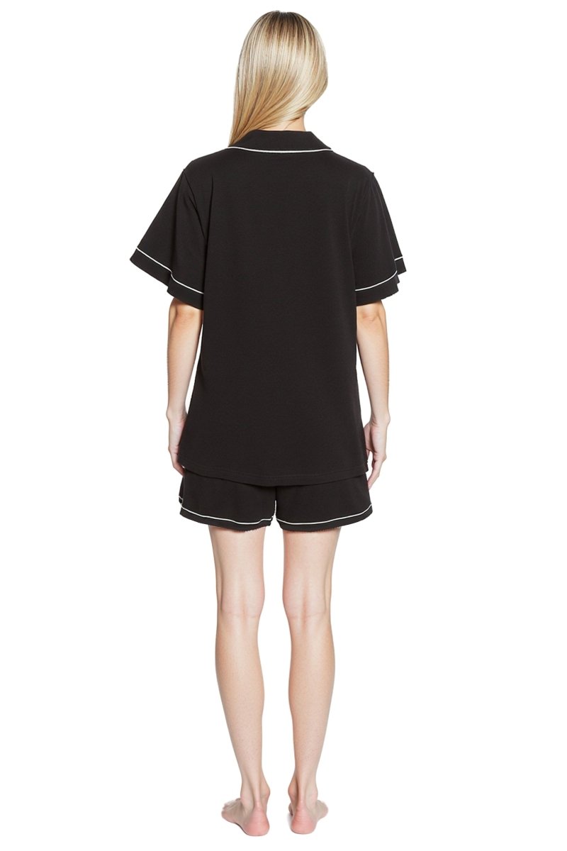 OLIVIA ROCCO Women Black Short Pyjama Set Super Soft Sleepwear With Button Up Top - Joe’s Haven
