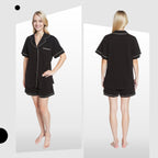 OLIVIA ROCCO Women Black Short Pyjama Set Super Soft Sleepwear With Button Up Top - Joe’s Haven