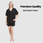 OLIVIA ROCCO Women Black Short Pyjama Set Super Soft Sleepwear With Button Up Top - Joe’s Haven