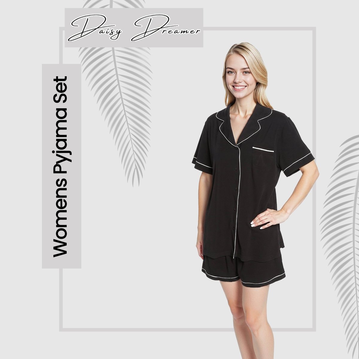 OLIVIA ROCCO Women Black Short Pyjama Set Super Soft Sleepwear With Button Up Top - Joe’s Haven