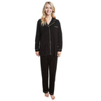 OLIVIA ROCCO Women's Black Pyjama Set Soft Touch Long Sleeve Button Up Top and Bottoms - Joe’s Haven