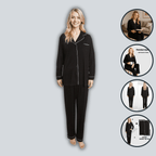 OLIVIA ROCCO Women's Black Pyjama Set Soft Touch Long Sleeve Button Up Top and Bottoms - Joe’s Haven