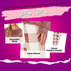 OLIVIA ROCCO Womens Buffalo Check Fleece Ultra Soft Pyjama Set Super Soft Cosy Home Loungewear - Joe’s Haven