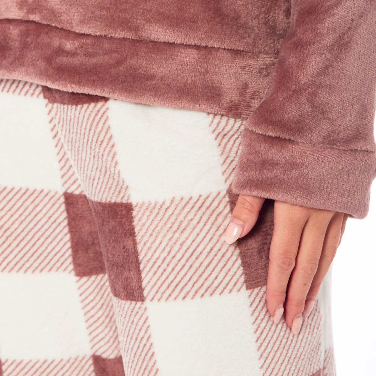 OLIVIA ROCCO Womens Buffalo Check Fleece Ultra Soft Pyjama Set Super Soft Cosy Home Loungewear - Joe’s Haven