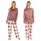 OLIVIA ROCCO Womens Buffalo Check Fleece Ultra Soft Pyjama Set Super Soft Cosy Home Loungewear - Joe’s Haven