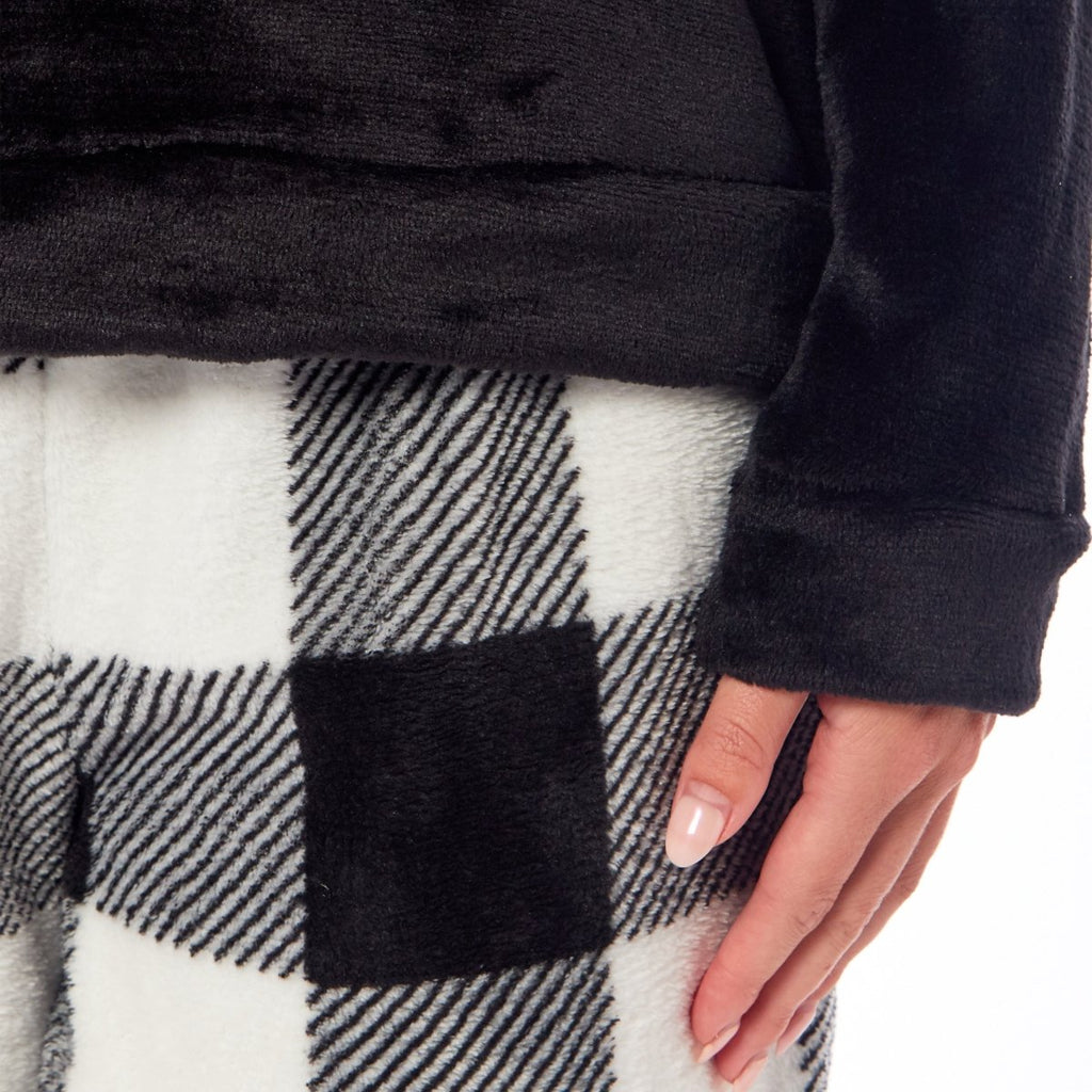 OLIVIA ROCCO Womens Buffalo Check Fleece Ultra Soft Pyjama Set Super Soft Cosy Home Loungewear - Joe’s Haven