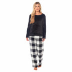 OLIVIA ROCCO Womens Buffalo Check Fleece Ultra Soft Pyjama Set Super Soft Cosy Home Loungewear - Joe’s Haven