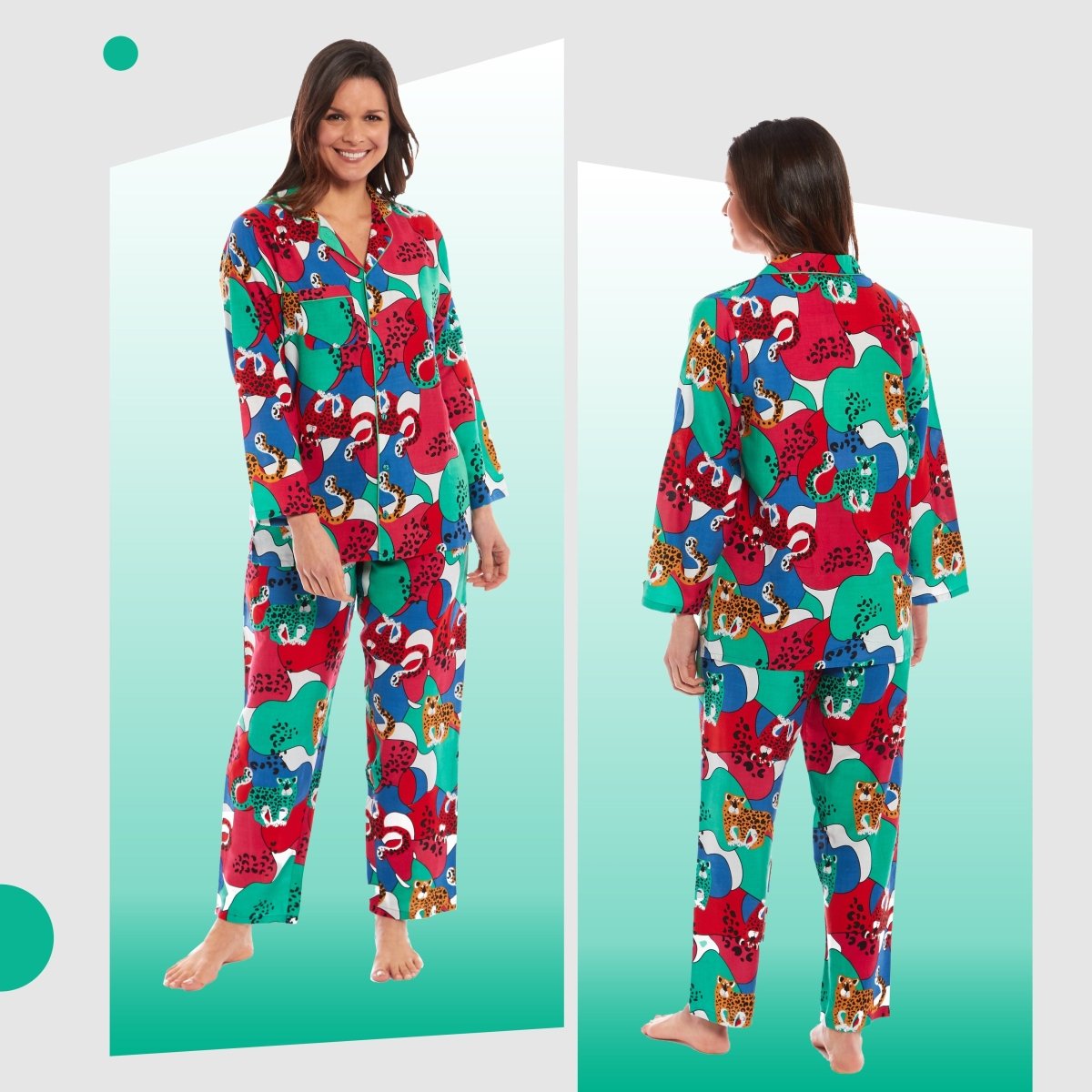 OLIVIA ROCCO Leopard Print Button Up Pyjama Set in Soft Breathable Viscose Sleepwear - Joe’s Haven
