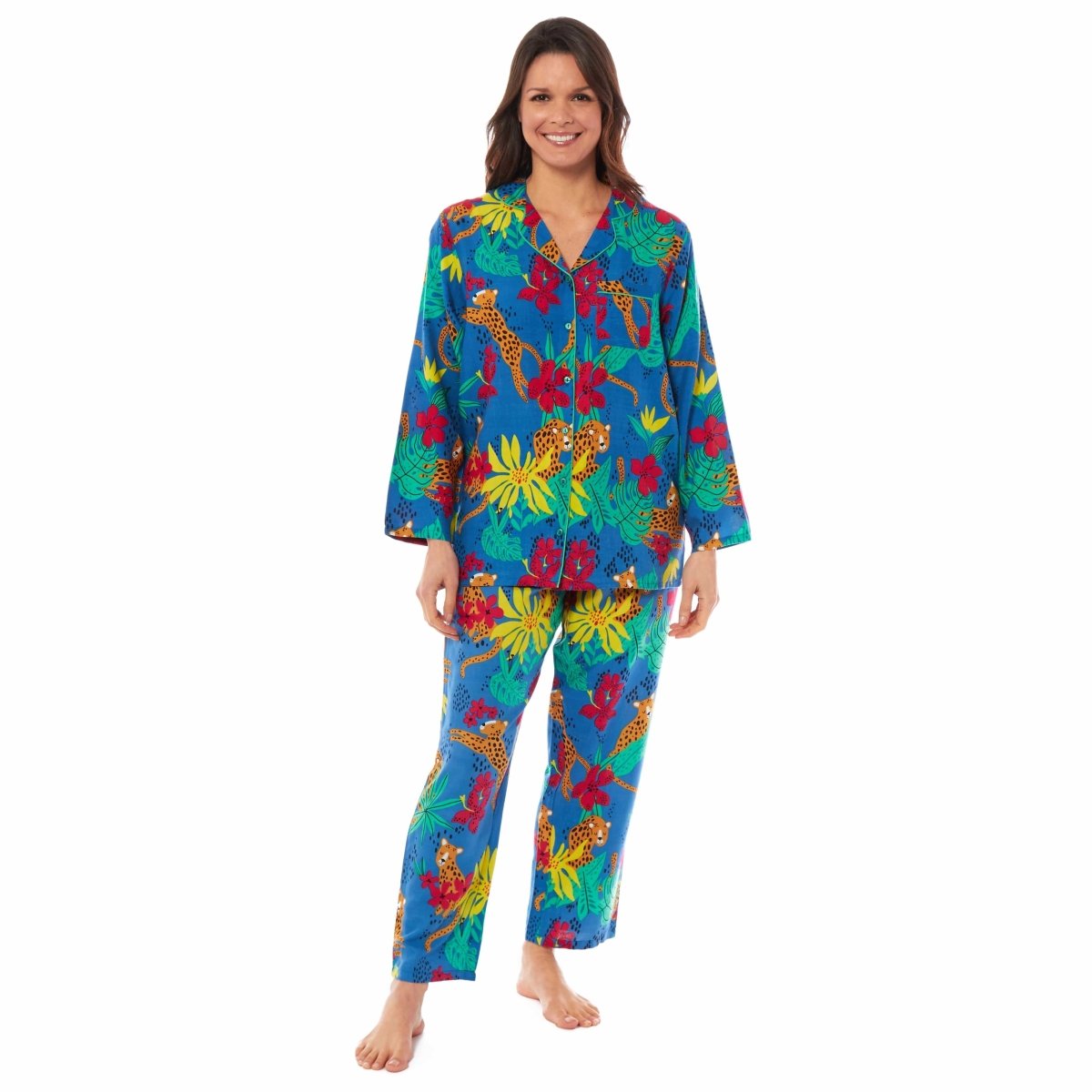 OLIVIA ROCCO Leopard Print Button Up Pyjama Set in Soft Breathable Viscose Sleepwear - Joe’s Haven