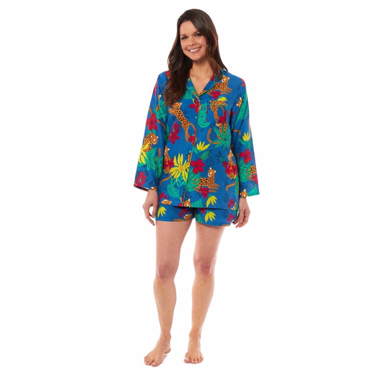 OLIVIA ROCCO Women's Jaguar Jungle Leopard Button-Up Short Pyjama Set Soft Breathable - Joe’s Haven