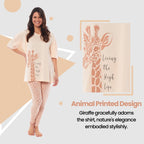 OLIVIA ROCCO Ladies Oversized Cotton T Shirt And Leggings PJ Set With Giraffe And Zebra - Joe’s Haven