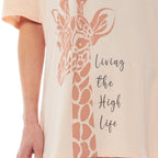 OLIVIA ROCCO Ladies Oversized Cotton T Shirt And Leggings PJ Set With Giraffe And Zebra - Joe’s Haven