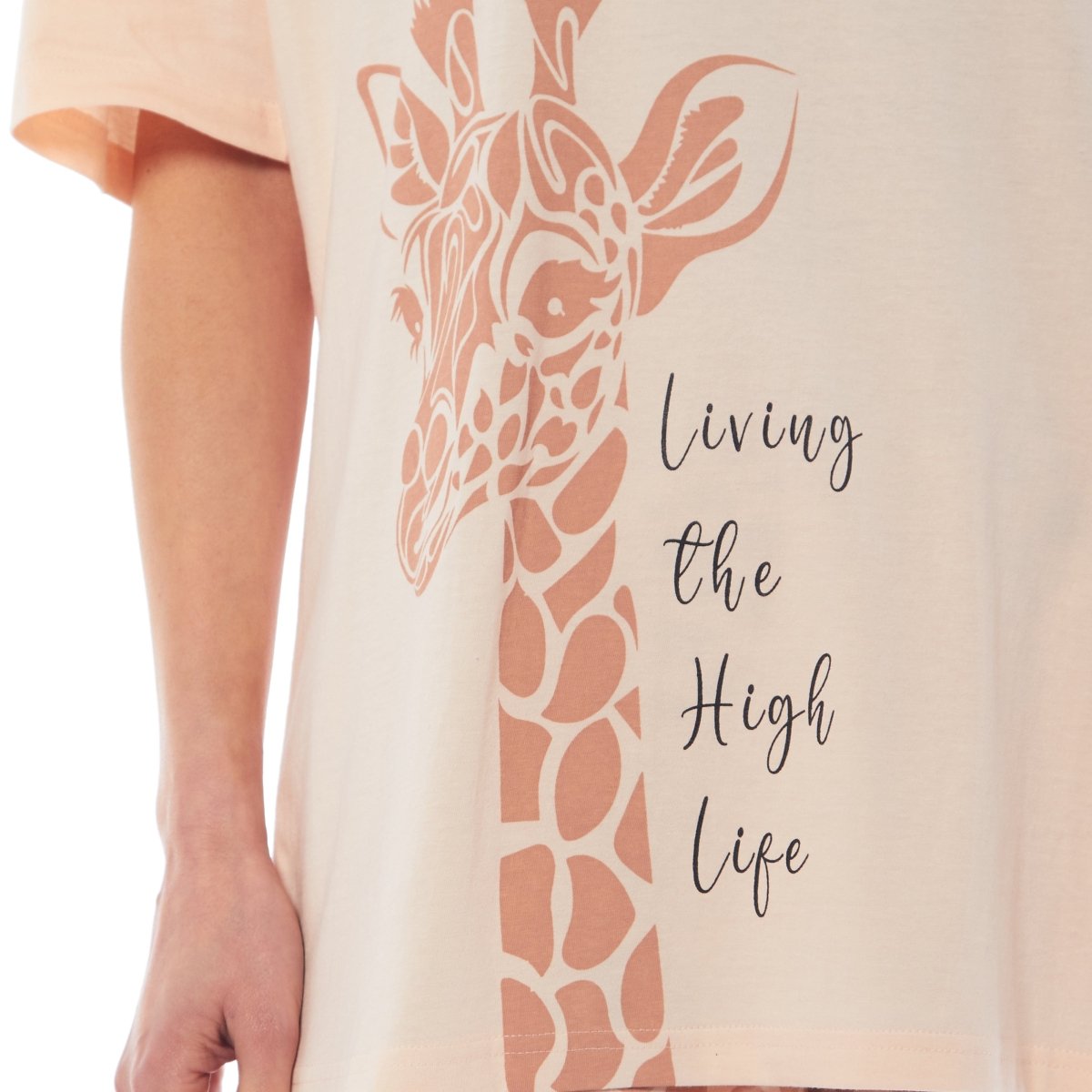 OLIVIA ROCCO Ladies Oversized Cotton T Shirt And Leggings PJ Set With Giraffe And Zebra - Joe’s Haven