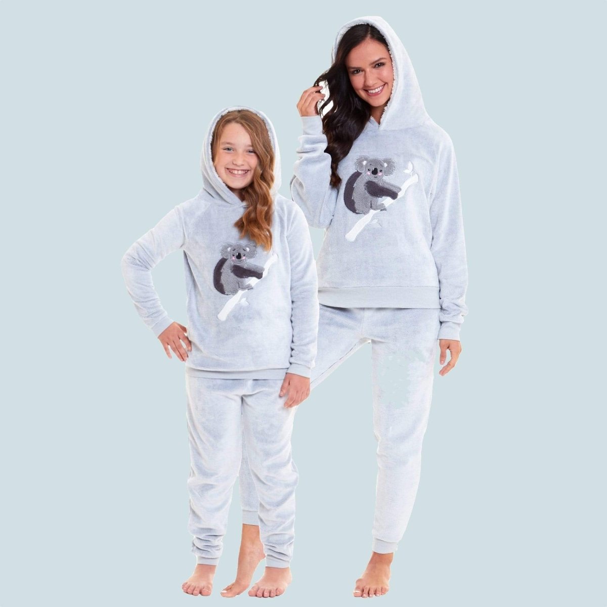 OLIVIA ROCCO Matching Mother Daughter Koala Bear Hooded Pyjama Set Plush Fleece Flannel - Joe’s Haven