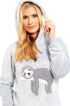 OLIVIA ROCCO Matching Mother Daughter Plush Fleece Hooded Pyjama Set Embroidered Sloth - Joe’s Haven