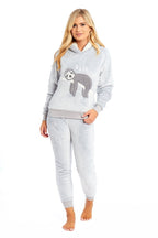 OLIVIA ROCCO Matching Mother Daughter Plush Fleece Hooded Pyjama Set Embroidered Sloth - Joe’s Haven