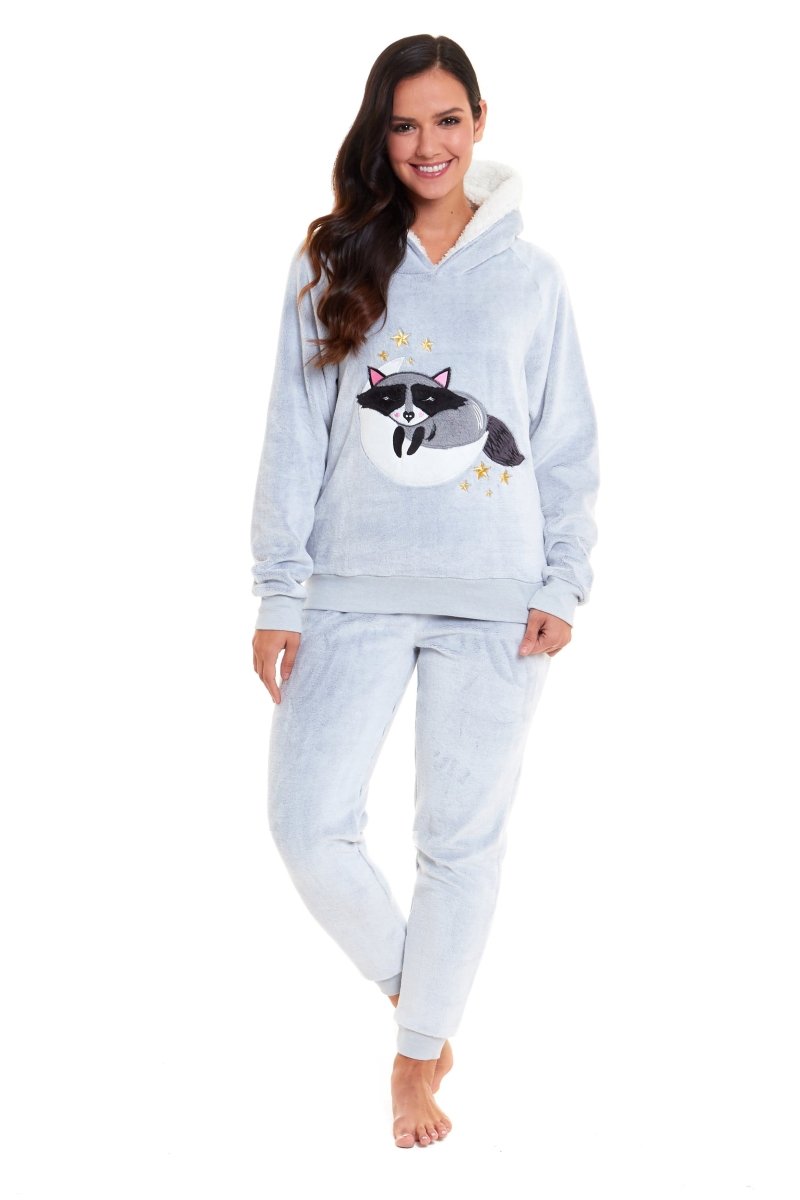 OLIVIA ROCCO Matching Mother Daughter Raccoon Fleece Hooded Pyjama Set With Sherpa Lining - Joe’s Haven