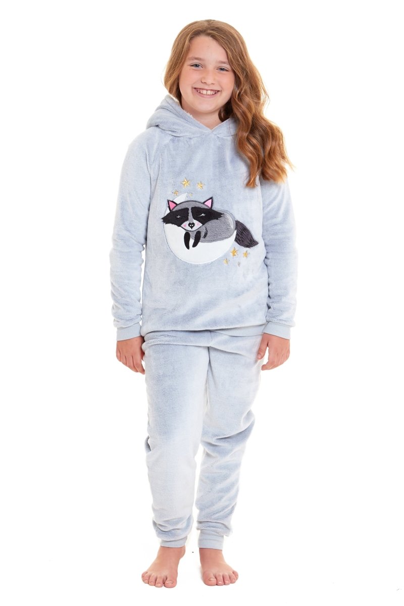 OLIVIA ROCCO Matching Mother Daughter Raccoon Fleece Hooded Pyjama Set With Sherpa Lining - Joe’s Haven