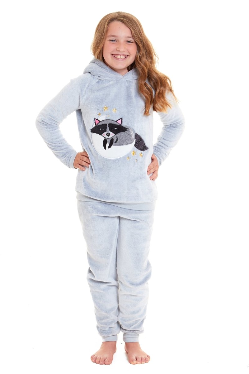 OLIVIA ROCCO Matching Mother Daughter Raccoon Fleece Hooded Pyjama Set With Sherpa Lining - Joe’s Haven